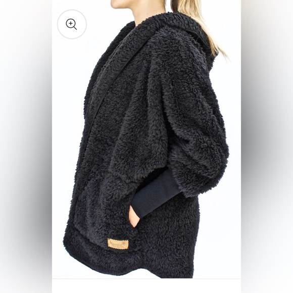 Nordic Beach Black Teddy Sherpa Jacket   Very Thick/ Soft Fabric, Hood, Pockets - Picture 12 of 16